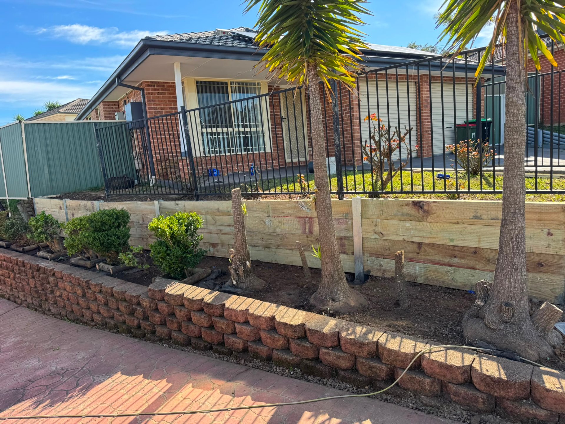 Timber Sleeper Retaining Wall — Front View