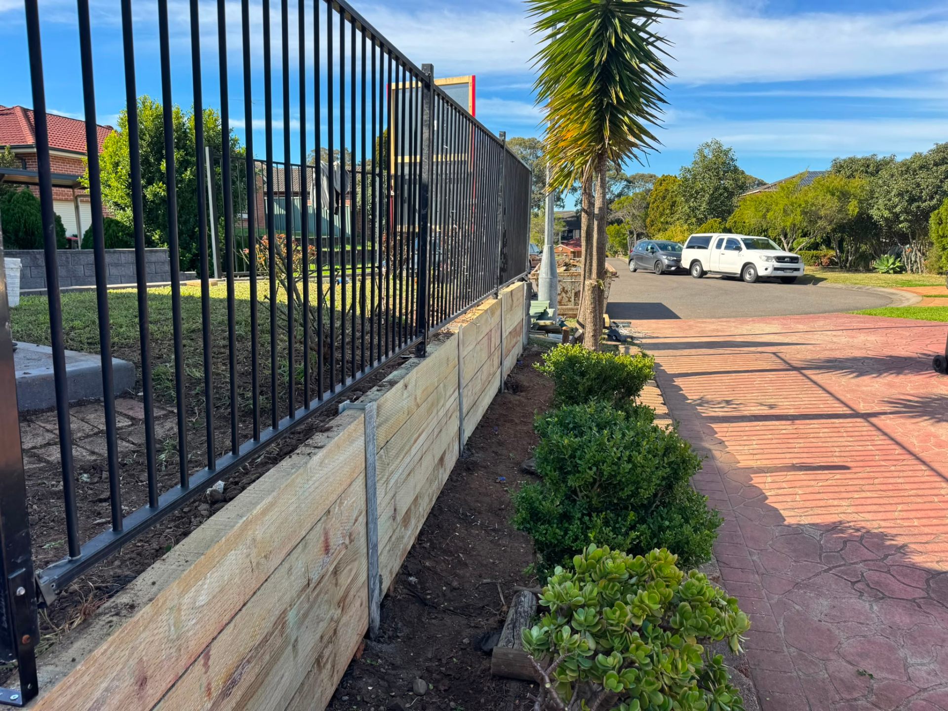 Timber Sleeper Retaining Wall — Side View